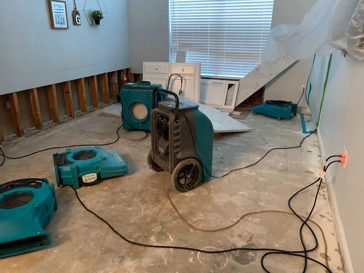 Dehumidifier in flood-cut room for Water Damage Restoration in Pike Creek Valley